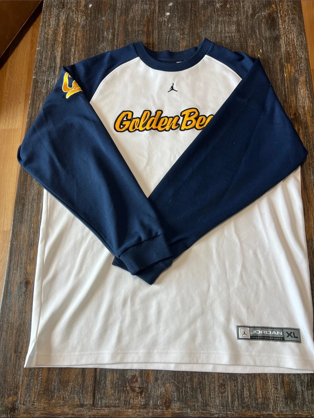 Jordan Golden Bears Long Sleeve - White/Navy/Gold